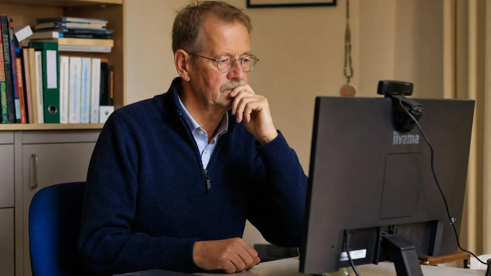 Persoon zoekt informatie over angststoornissen en DSM-5 aan een bureau