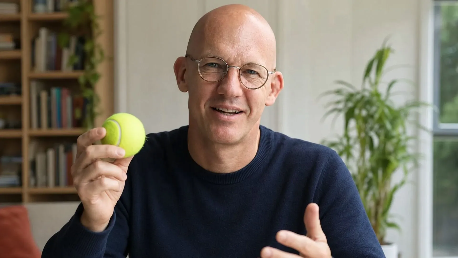 Coach Lennaert legt iets uit tijdens een online coachgesprek